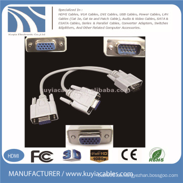 Hochwertige 1 PC bis 2 SVGA VGA Monitor Video Y Splitter Kabel 15Pin